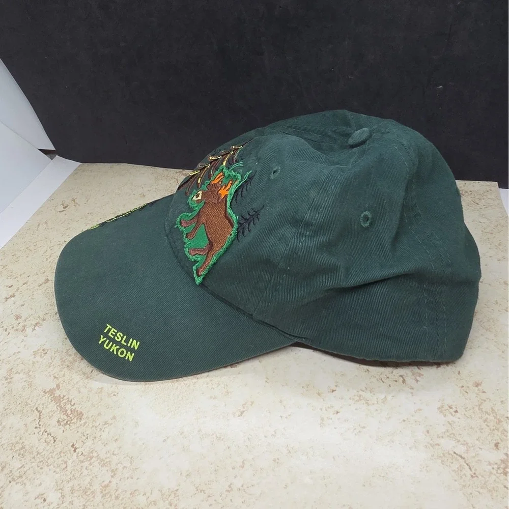 Forest Green Teslin Yukon Moose Hat Cap Strapback USA Polar Youth